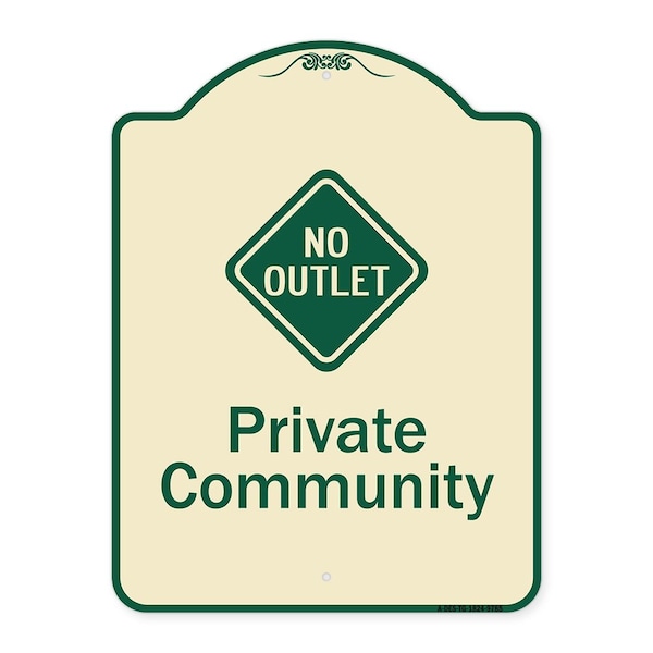Designer Series-Private Community With No Outlet Symbol, 24" x 18", TG-1824-9785